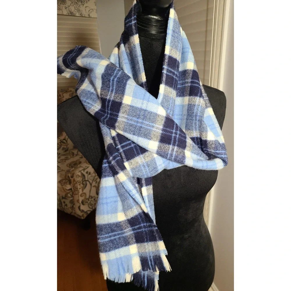 Highlands Blue Tartan 100% Wool Scarf, 12